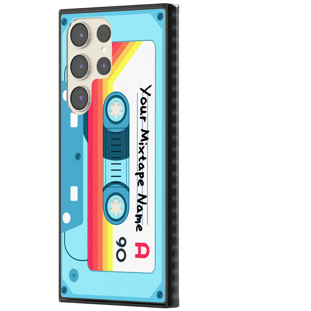 Personalised Retro Mixtape Sporty Samsung S22 Ultra / Samsung S23 Ultra / Samsung S24 Ultra Impact Black Phone Case side