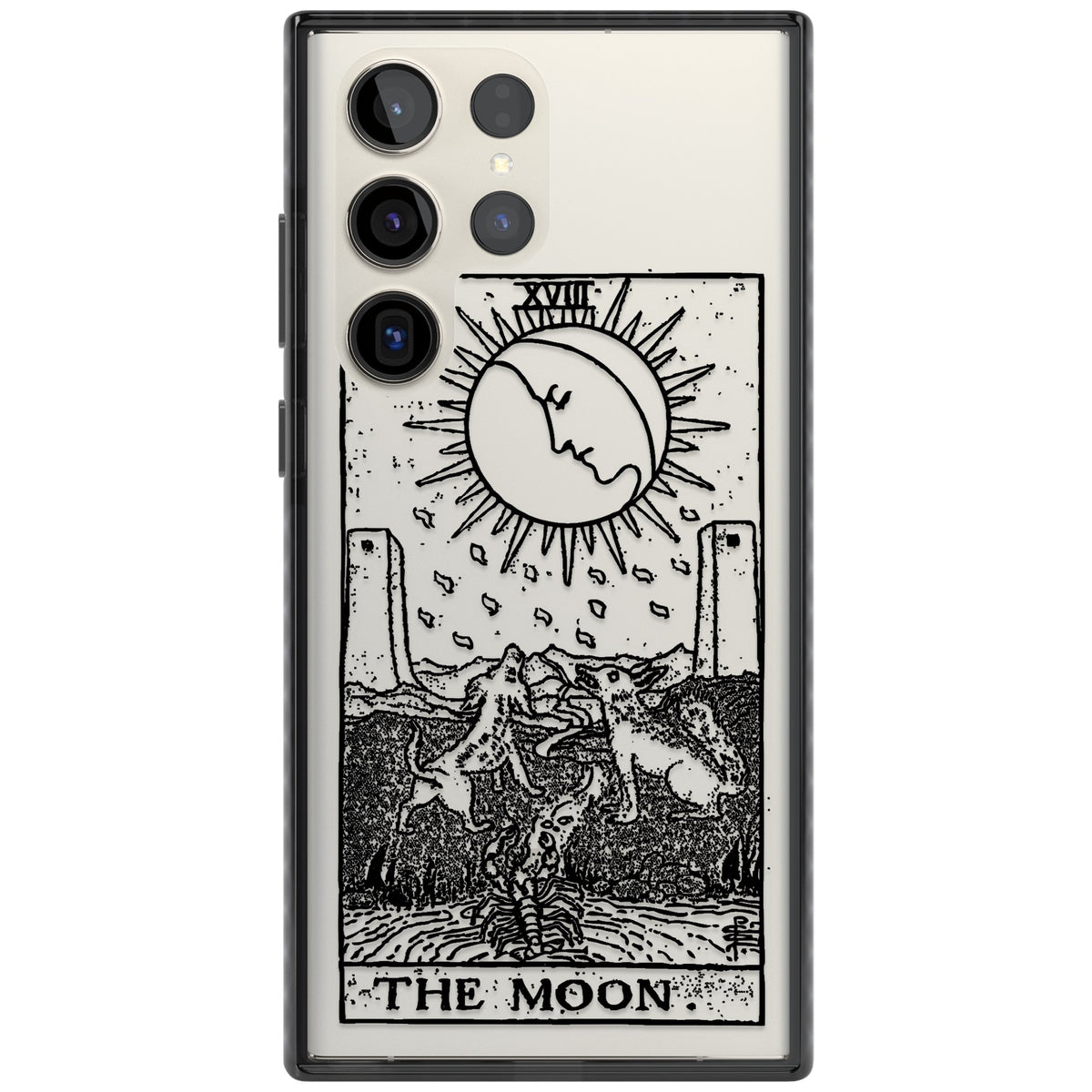 Personalised The Moon Tarot Card (Clear) Samsung S22 Ultra / Samsung S23 Ultra / Samsung S24 Ultra Impact Black Phone Case front