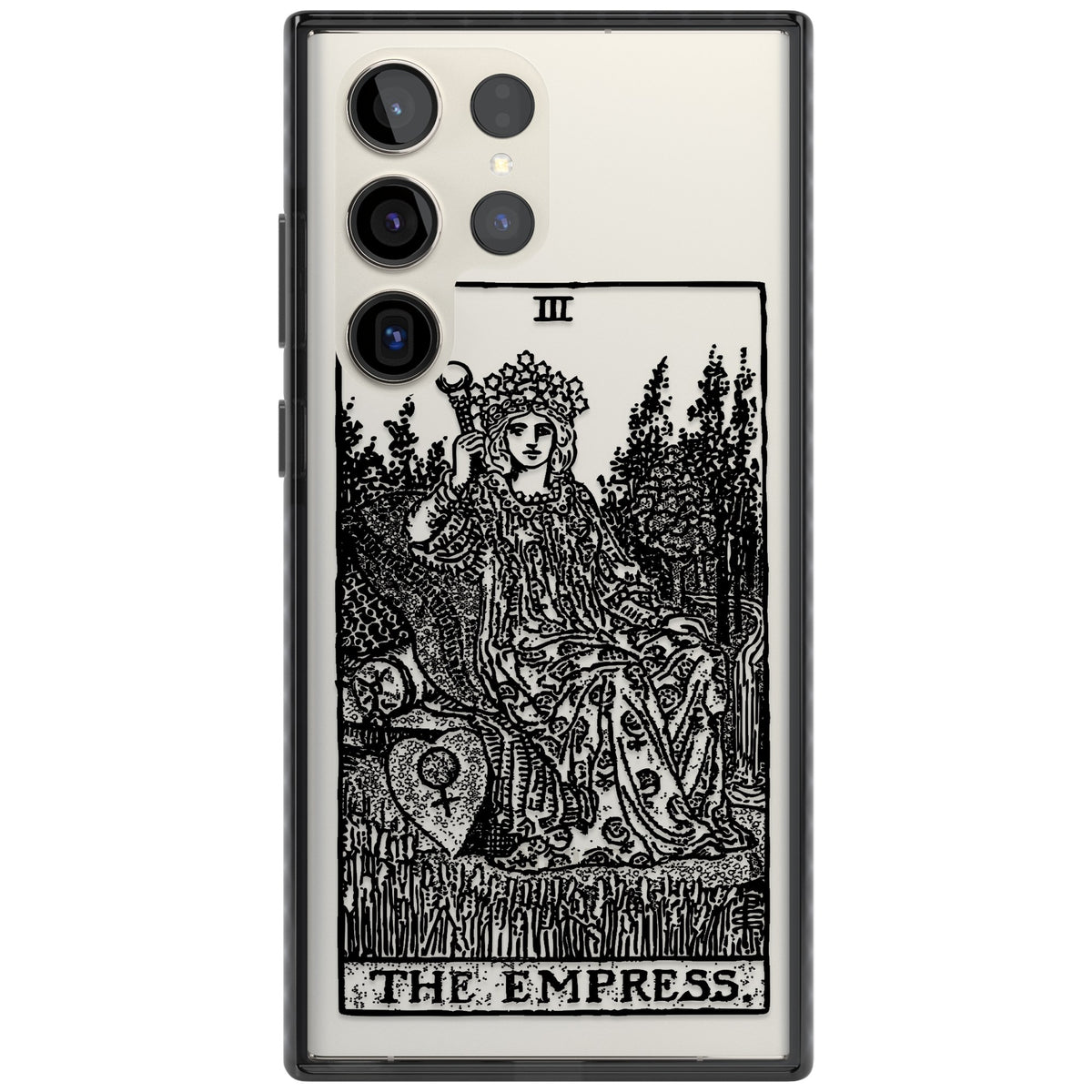Personalised The Empress Tarot Card (Clear) Samsung S22 Ultra / Samsung S23 Ultra / Samsung S24 Ultra Impact Black Phone Case front