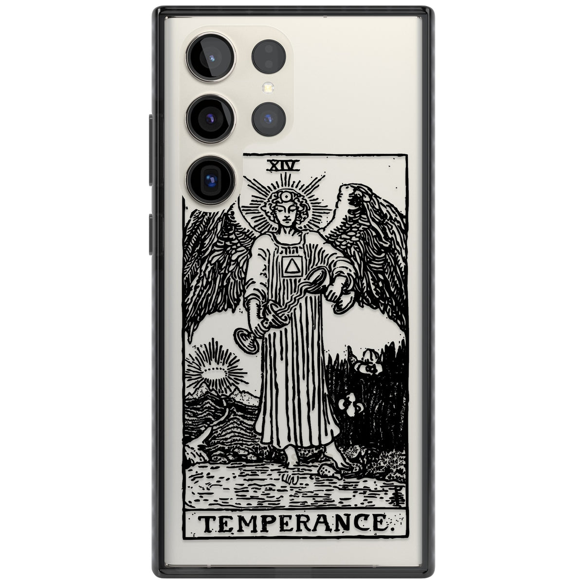 Personalised Temperance Tarot Card (Clear) Samsung S22 Ultra / Samsung S23 Ultra / Samsung S24 Ultra Impact Black Phone Case front