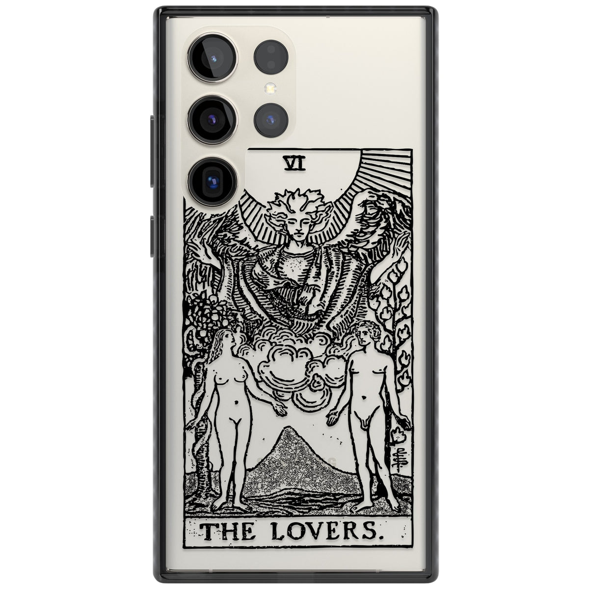 Personalised The Lovers Tarot Card (Clear) Samsung S22 Ultra / Samsung S23 Ultra / Samsung S24 Ultra Impact Black Phone Case front