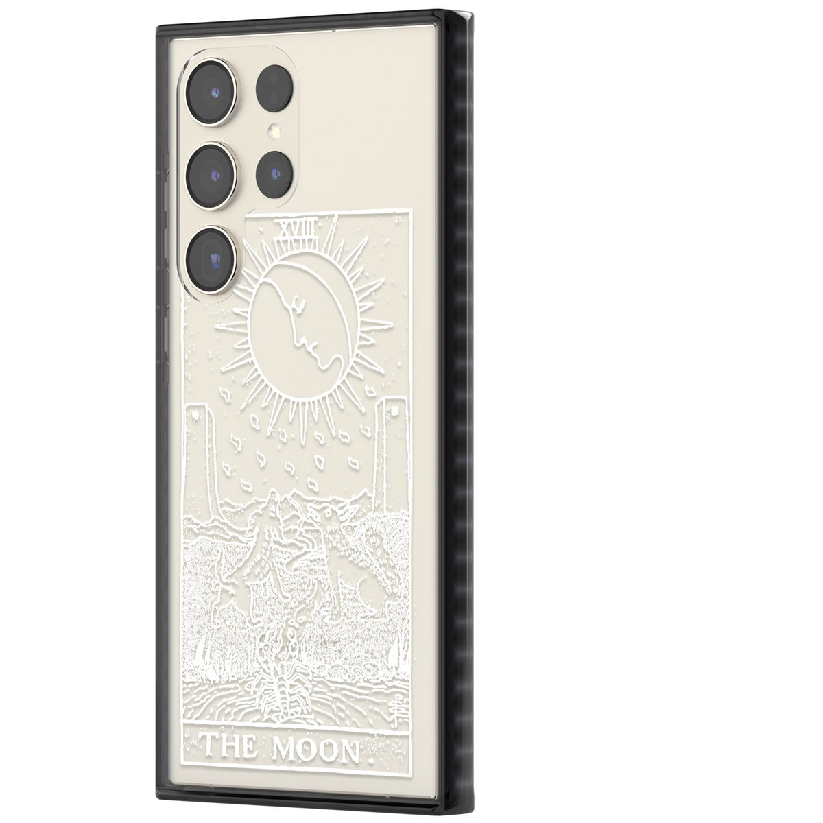 Personalised The Moon Tarot Card (White) Samsung S22 Ultra / Samsung S23 Ultra / Samsung S24 Ultra Impact Black Phone Case side