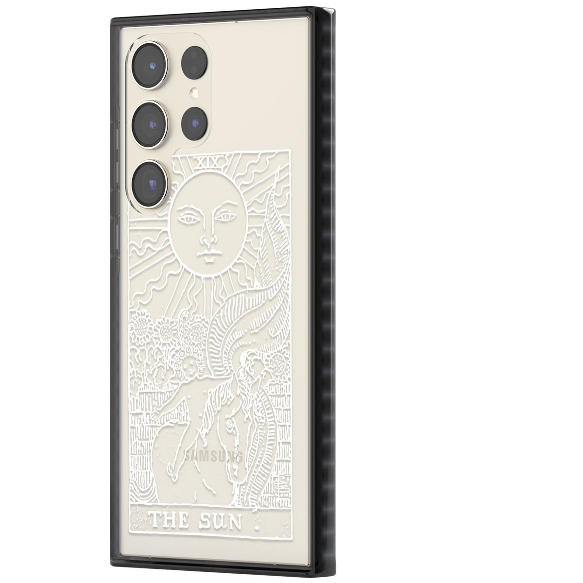 Personalised The Sun Tarot Card (White) Samsung S22 Ultra / Samsung S23 Ultra / Samsung S24 Ultra Impact Black Phone Case side