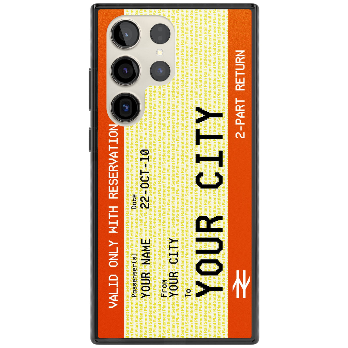 Personalised Create Your Own Train Ticket Samsung S22 Ultra / Samsung S23 Ultra / Samsung S24 Ultra Impact Black Phone Case front