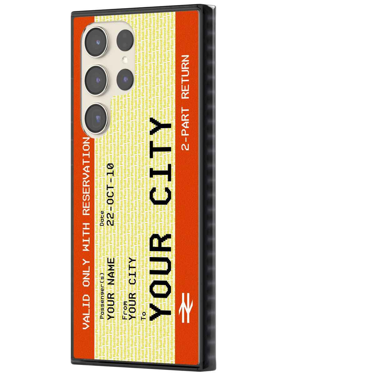 Personalised Create Your Own Train Ticket Samsung S22 Ultra / Samsung S23 Ultra / Samsung S24 Ultra Impact Black Phone Case side