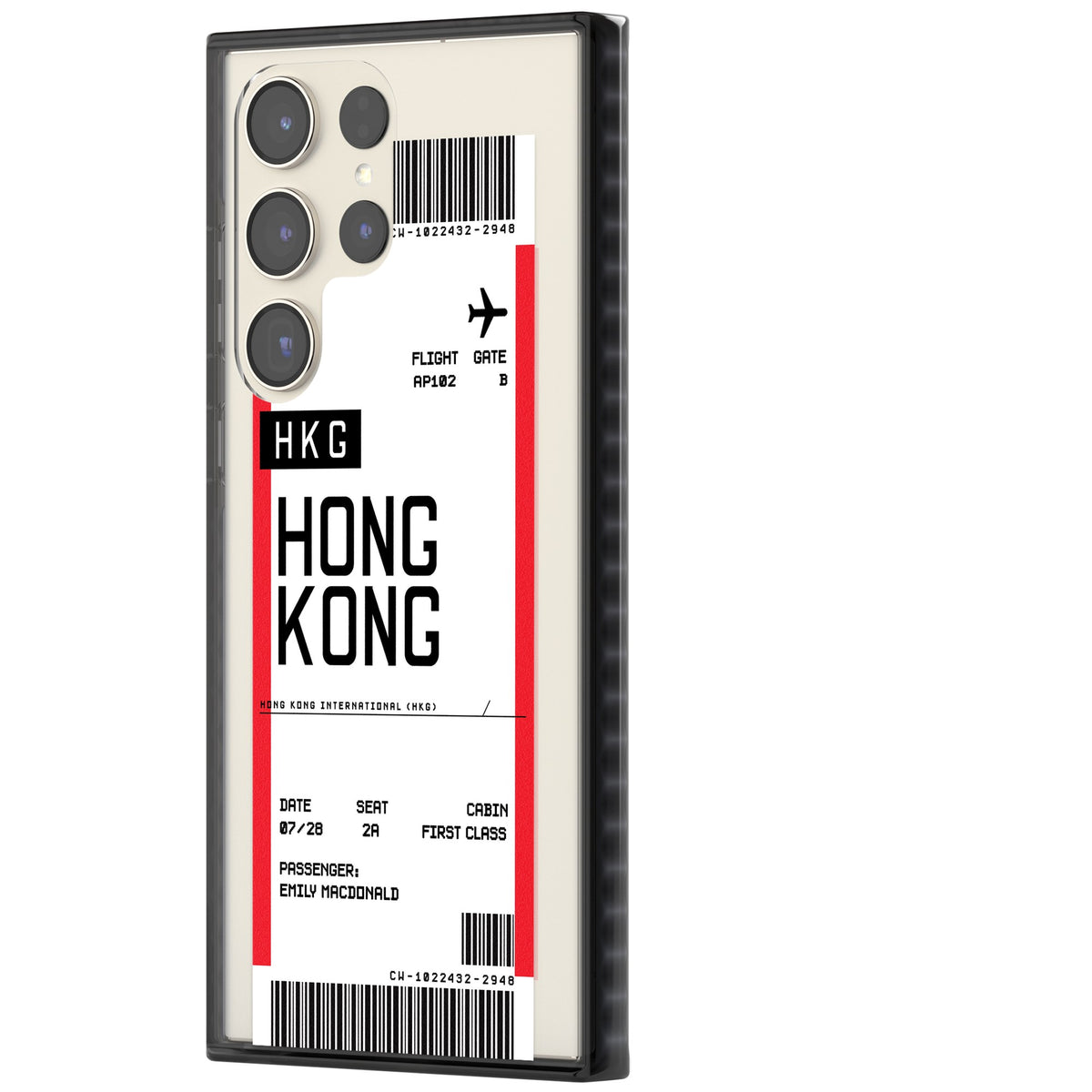 Personalised Hong Kong Boarding Pass Samsung S22 Ultra / Samsung S23 Ultra / Samsung S24 Ultra Impact Black Phone Case side