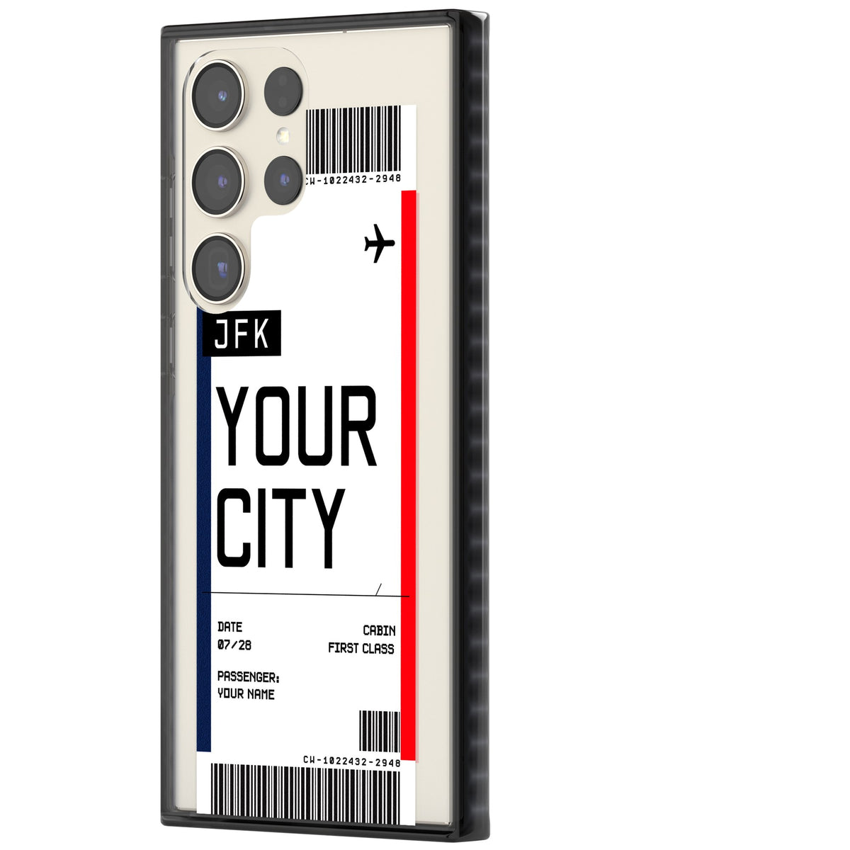 Personalised Create Your Own Boarding Pass Ticket Samsung S22 Ultra / Samsung S23 Ultra / Samsung S24 Ultra Impact Black Phone Case side