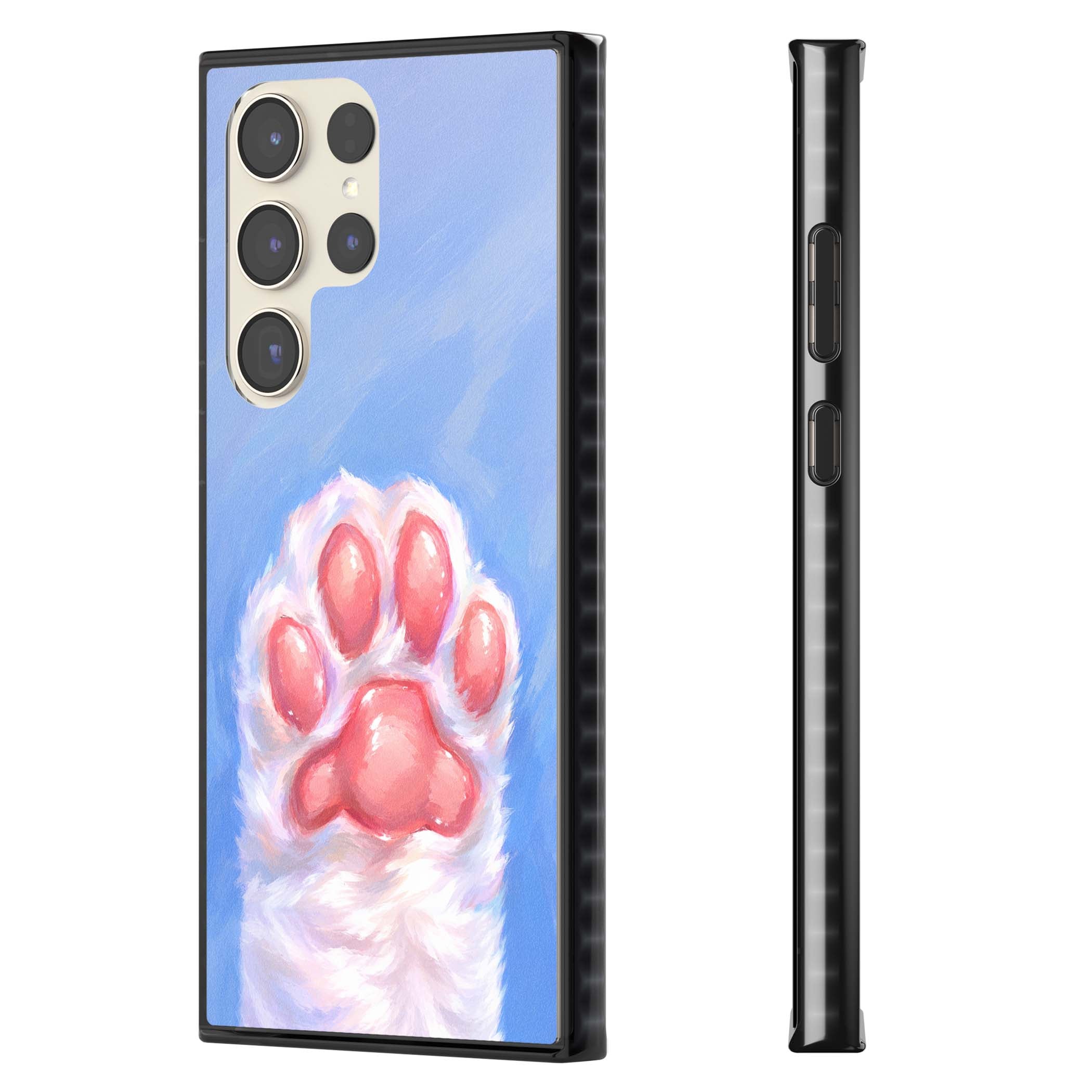 Soft White Paw cute iPhone case | Black Impact case for Samsung Galaxy S24 Ultra, Samsung Galaxy S23 Ultra, Samsung Galaxy S22 Ultra