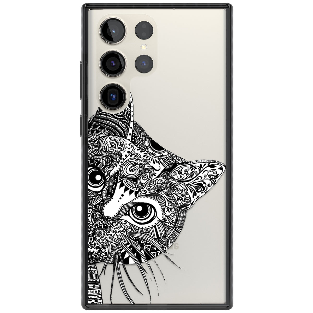 Henna Cat Samsung S22 Ultra / Samsung S23 Ultra / Samsung S24 Ultra Impact Black Phone Case front