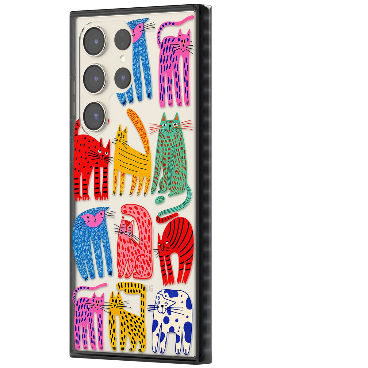 Abstract Cats Samsung S22 Ultra / Samsung S23 Ultra / Samsung S24 Ultra Impact Black Phone Case side