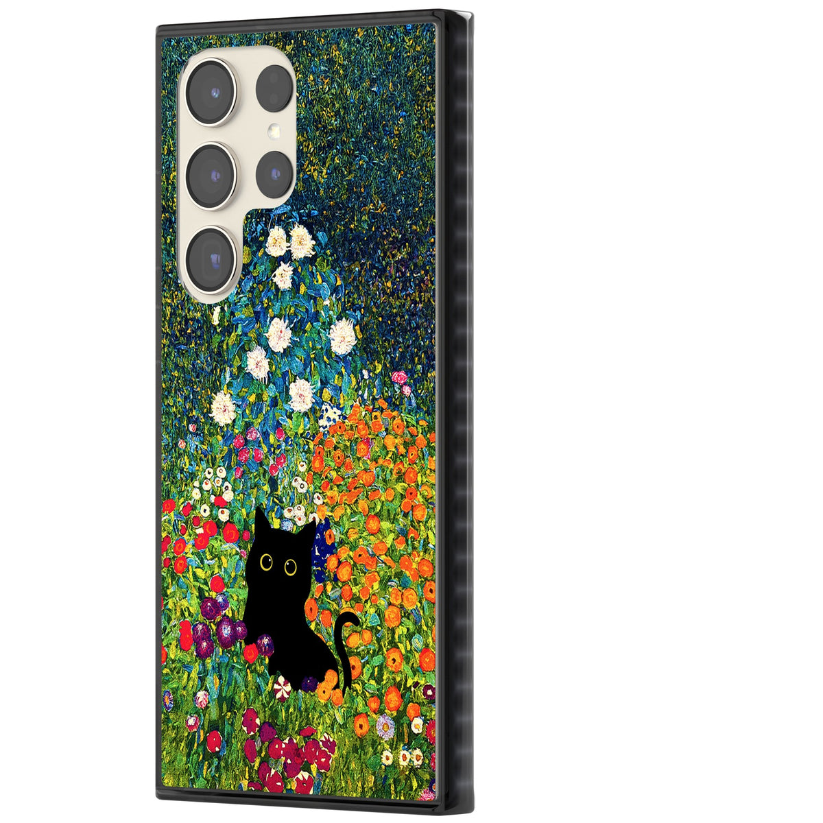 Cat in Klimt's Garden Samsung S22 Ultra / Samsung S23 Ultra / Samsung S24 Ultra Impact Black Phone Case side