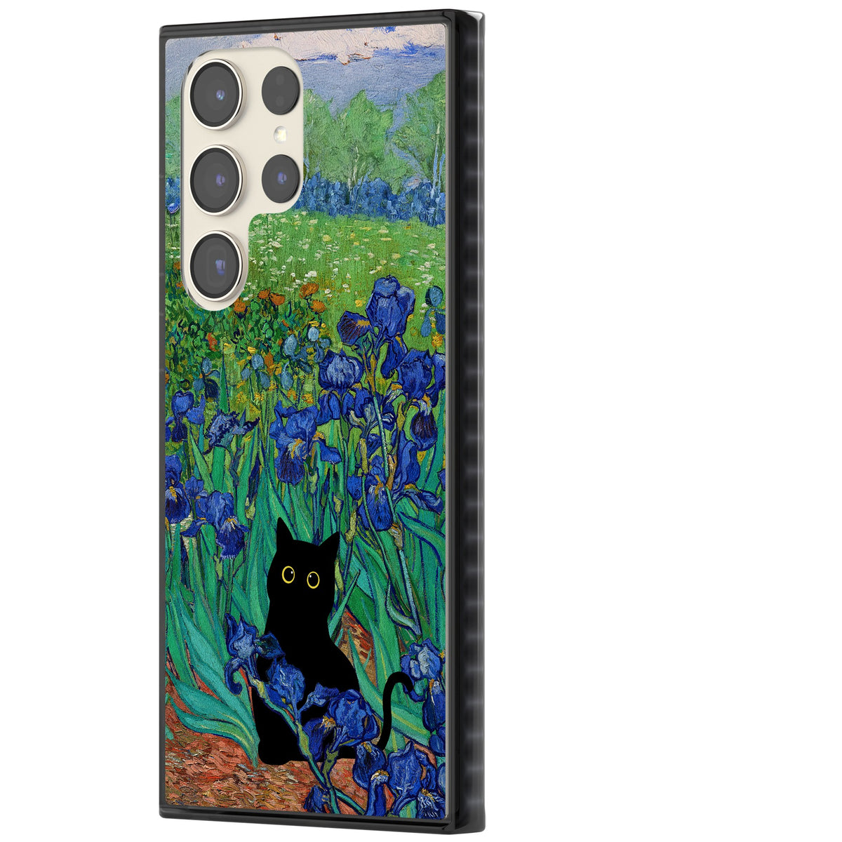Cat in Van Gogh's Irises Samsung S22 Ultra / Samsung S23 Ultra / Samsung S24 Ultra Impact Black Phone Case side