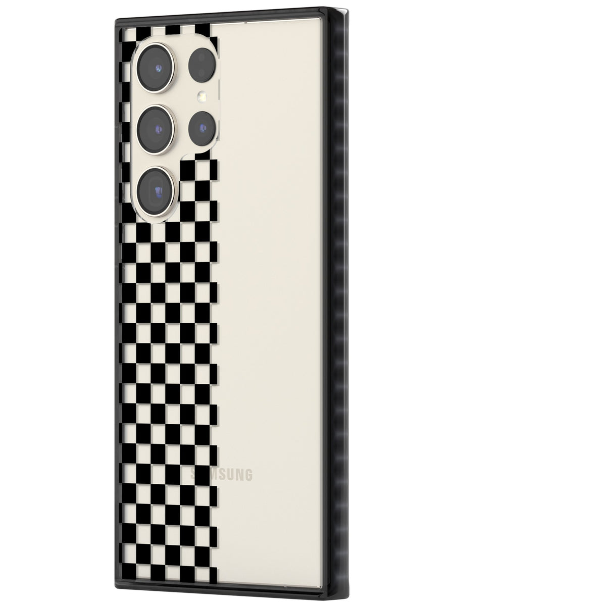 Half Black Check Samsung S22 Ultra / Samsung S23 Ultra / Samsung S24 Ultra Impact Black Phone Case side