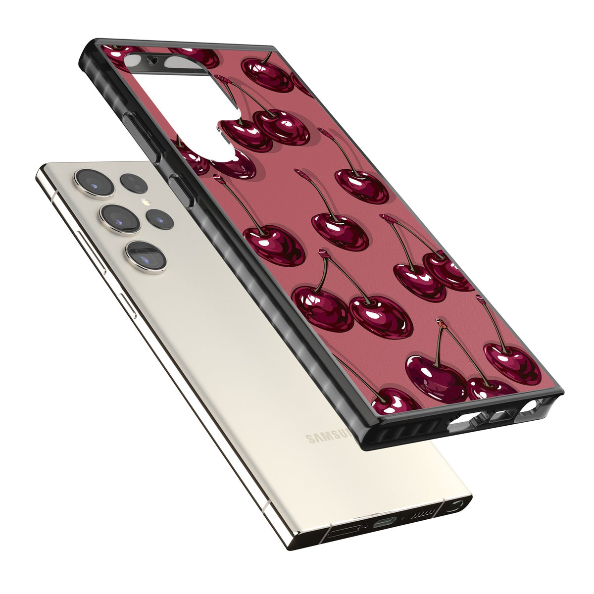 Cherry Rebel Samsung S22 Ultra / Samsung S23 Ultra / Samsung S24 Ultra Impact Black Phone Case angled