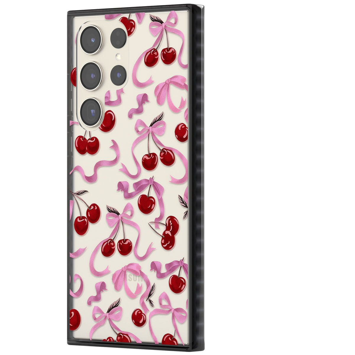 Pink Bow & Cherries Samsung S22 Ultra / Samsung S23 Ultra / Samsung S24 Ultra Impact Black Phone Case side