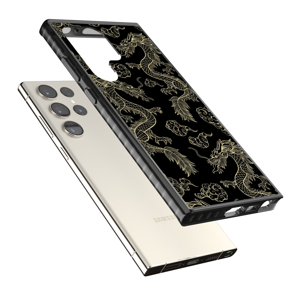 Golden Dynasty Samsung S22 Ultra / Samsung S23 Ultra / Samsung S24 Ultra Impact Black Phone Case angled