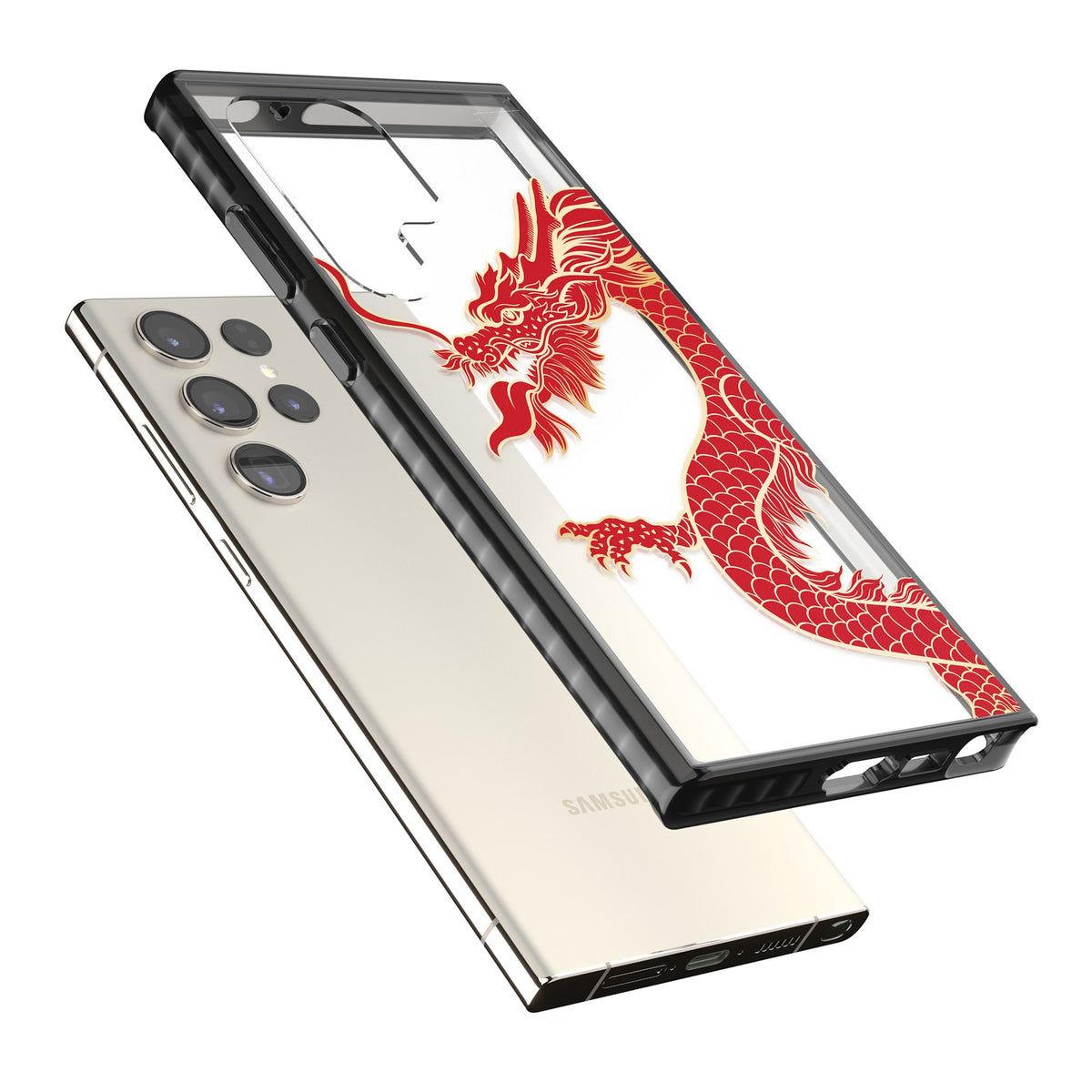Red Dragon Samsung S22 Ultra / Samsung S23 Ultra / Samsung S24 Ultra Impact Black Phone Case angled