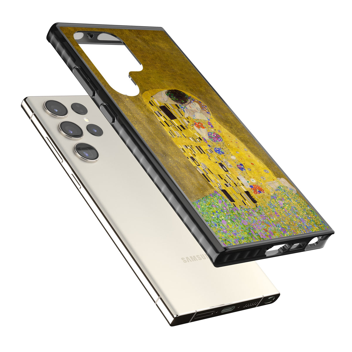 The Kiss Samsung S22 Ultra / Samsung S23 Ultra / Samsung S24 Ultra Impact Black Phone Case angled