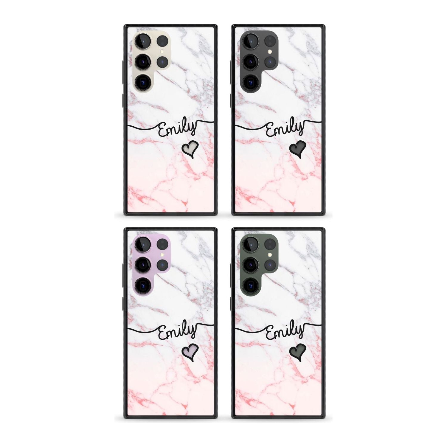 Personalised Pink Fade Marble Heart