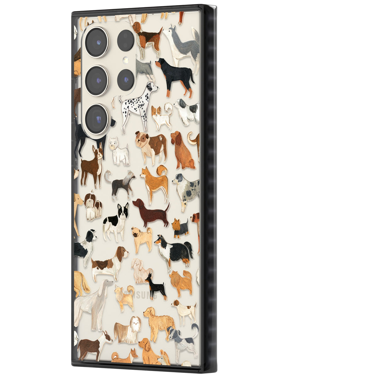 Hand Painted Dogs Samsung S22 Ultra / Samsung S23 Ultra / Samsung S24 Ultra Impact Black Phone Case side
