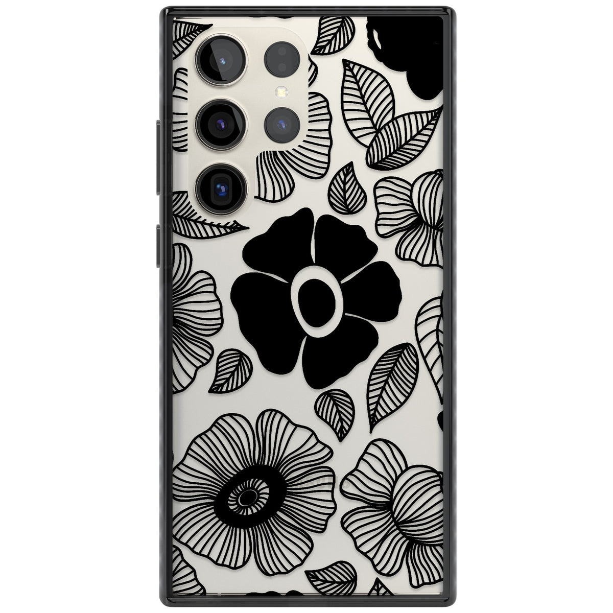 Ink Garden Samsung S22 Ultra / Samsung S23 Ultra / Samsung S24 Ultra Impact Black Phone Case front