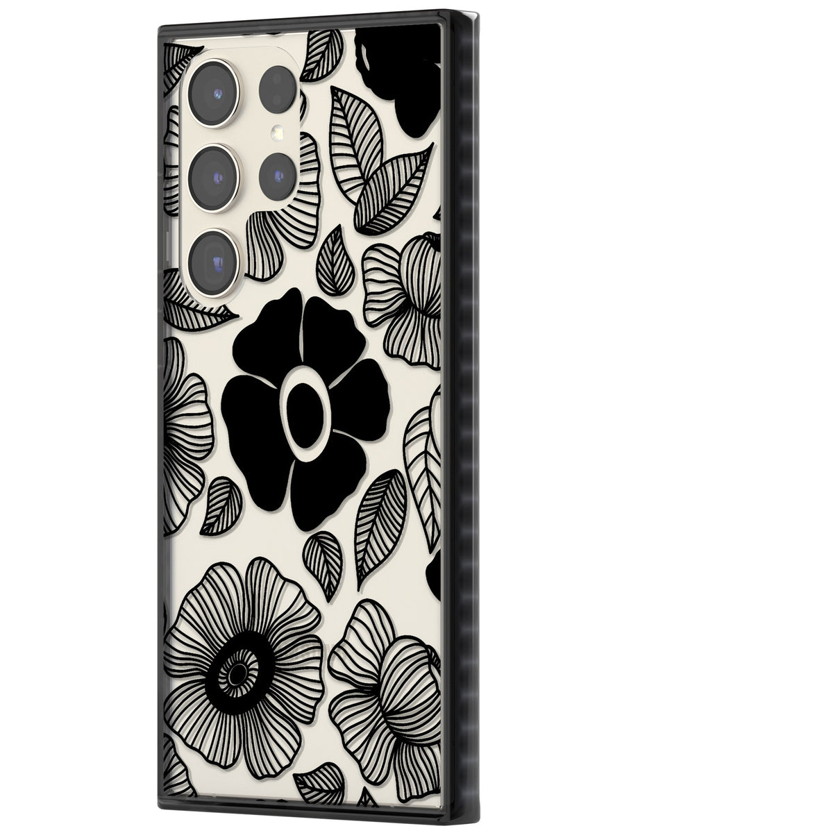 Ink Garden Samsung S22 Ultra / Samsung S23 Ultra / Samsung S24 Ultra Impact Black Phone Case side