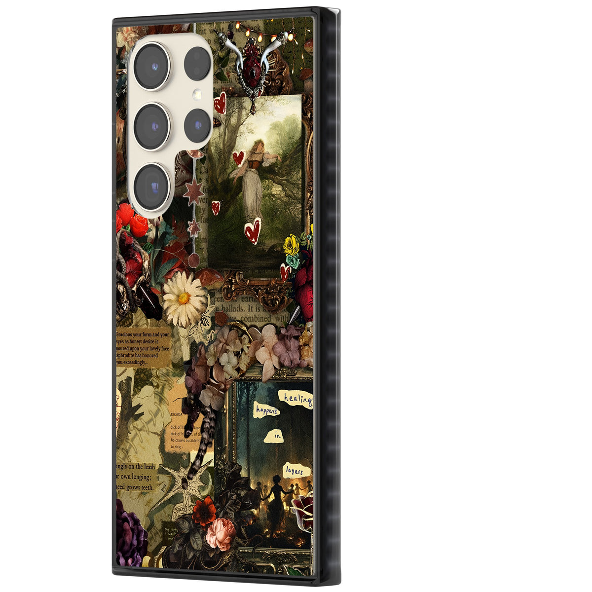 Textbook Romance Collage Samsung S22 Ultra / Samsung S23 Ultra / Samsung S24 Ultra Impact Black Phone Case side