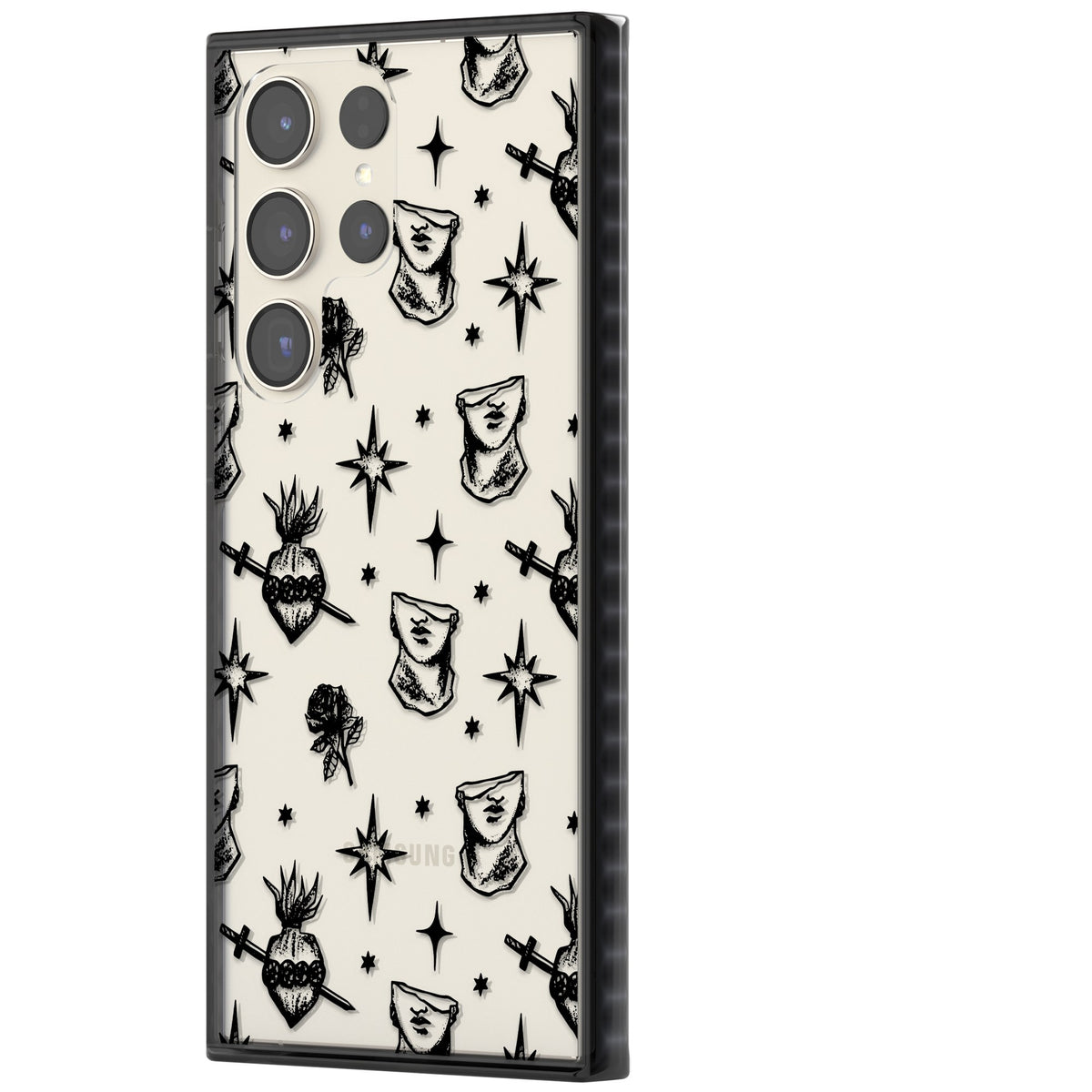 Art & Heart Pattern Samsung S22 Ultra / Samsung S23 Ultra / Samsung S24 Ultra Impact Black Phone Case side