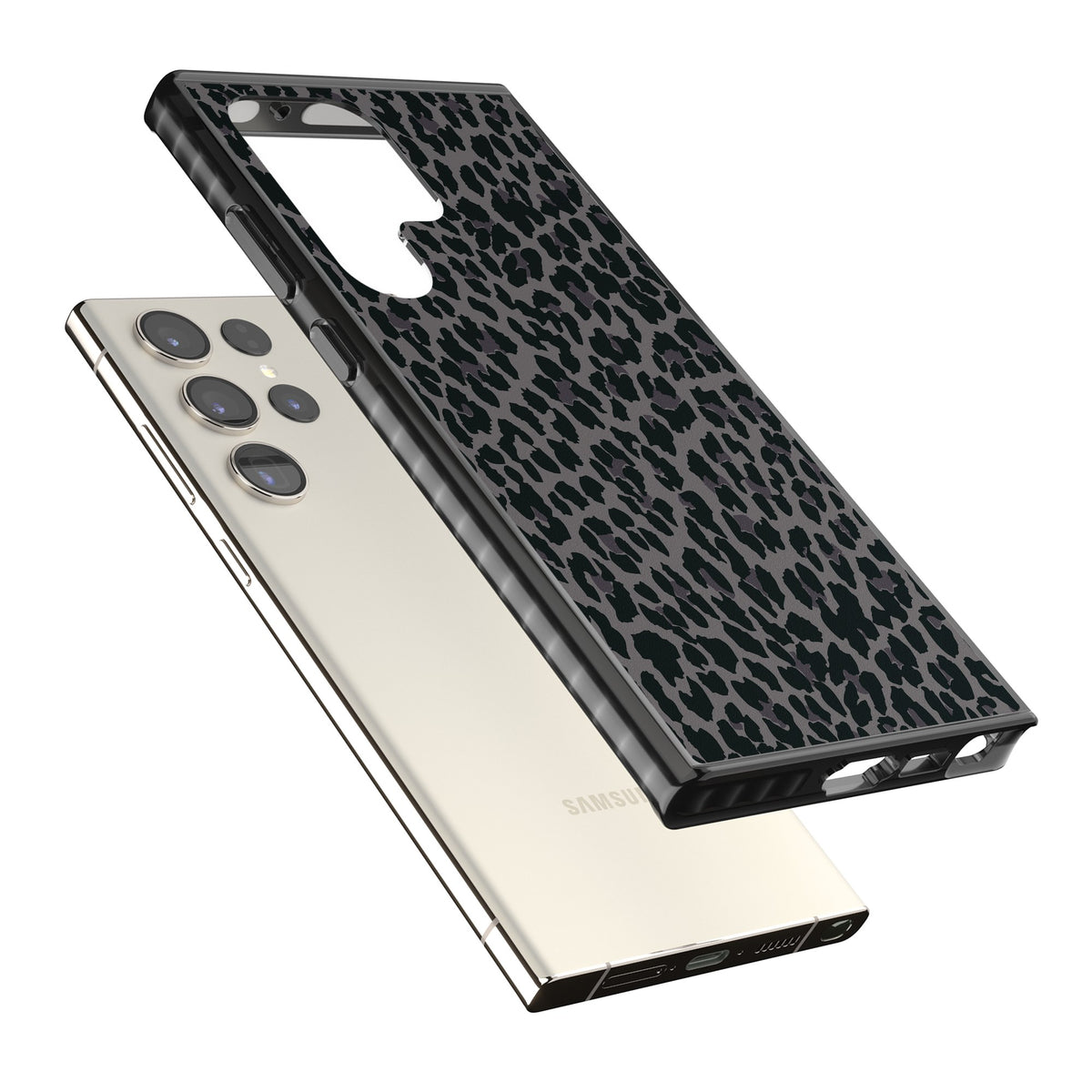 Dark Animal Print Samsung S22 Ultra / Samsung S23 Ultra / Samsung S24 Ultra Impact Black Phone Case angled