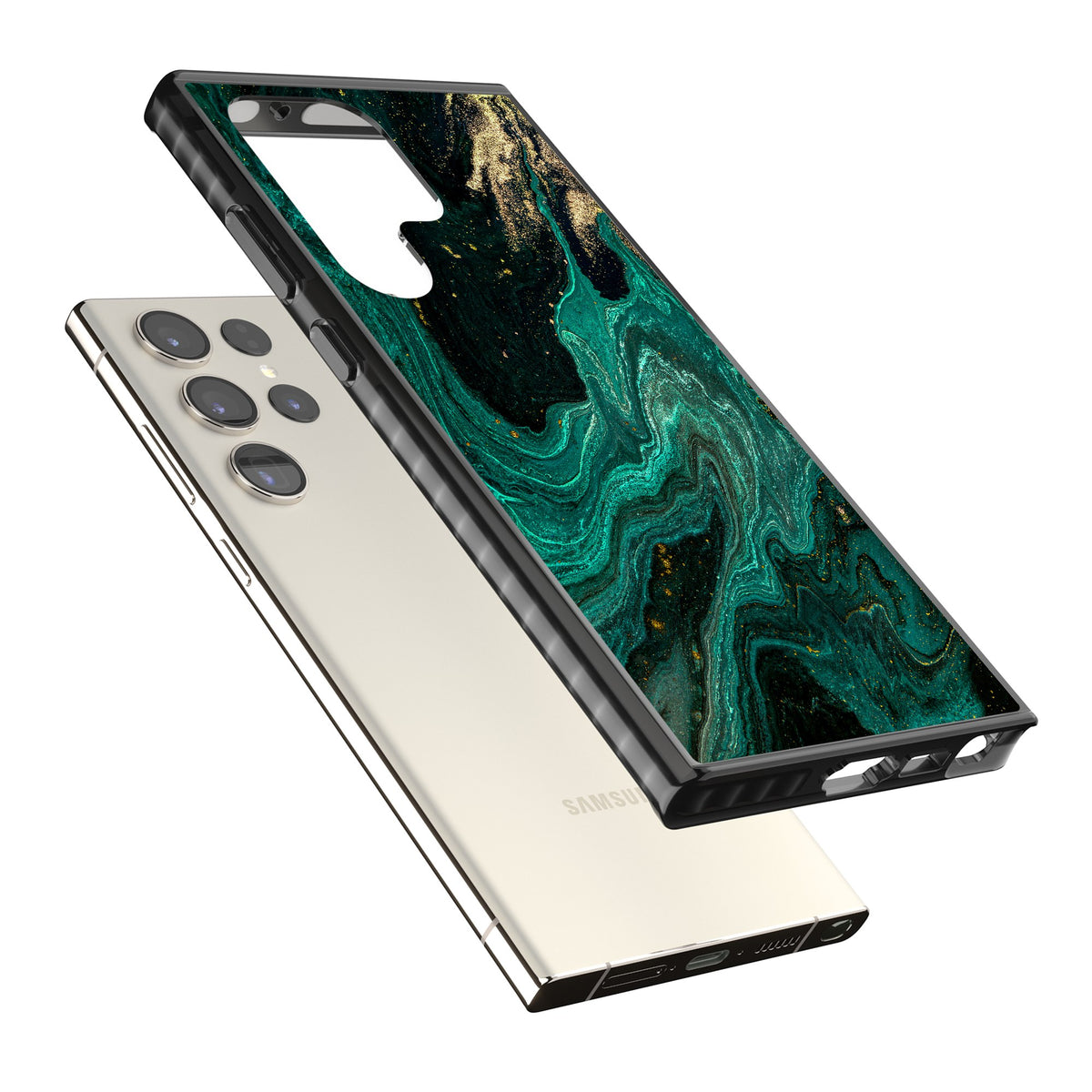 Emerald Lagoon Samsung S22 Ultra / Samsung S23 Ultra / Samsung S24 Ultra Impact Black Phone Case angled