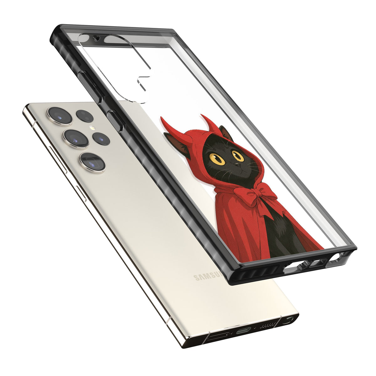 Little Devil Samsung S22 Ultra / Samsung S23 Ultra / Samsung S24 Ultra Impact Black Phone Case angled