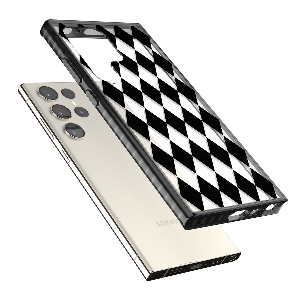 Black Diamonds Samsung S22 Ultra / Samsung S23 Ultra / Samsung S24 Ultra Impact Black Phone Case angled