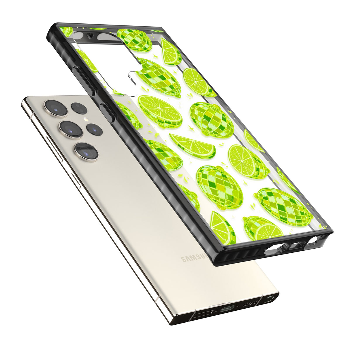 Disco Limes Samsung S22 Ultra / Samsung S23 Ultra / Samsung S24 Ultra Impact Black Phone Case angled