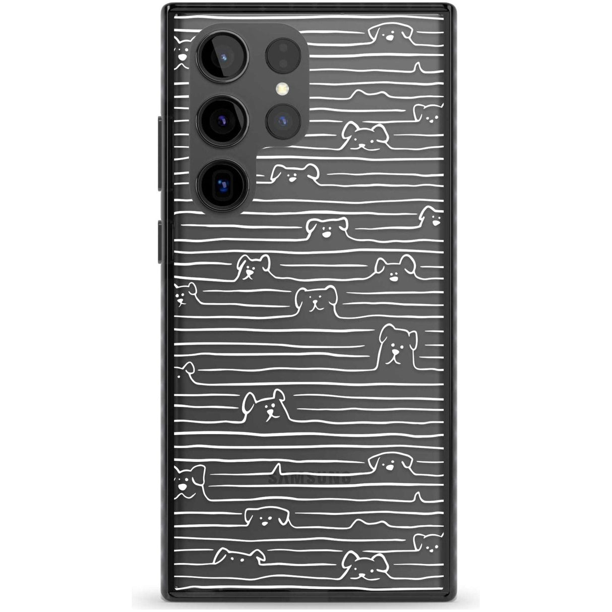 Dog Line Art - White Phone Case Samsung S22 Ultra / Black Impact Case,Samsung S23 Ultra / Black Impact Case Blanc Space