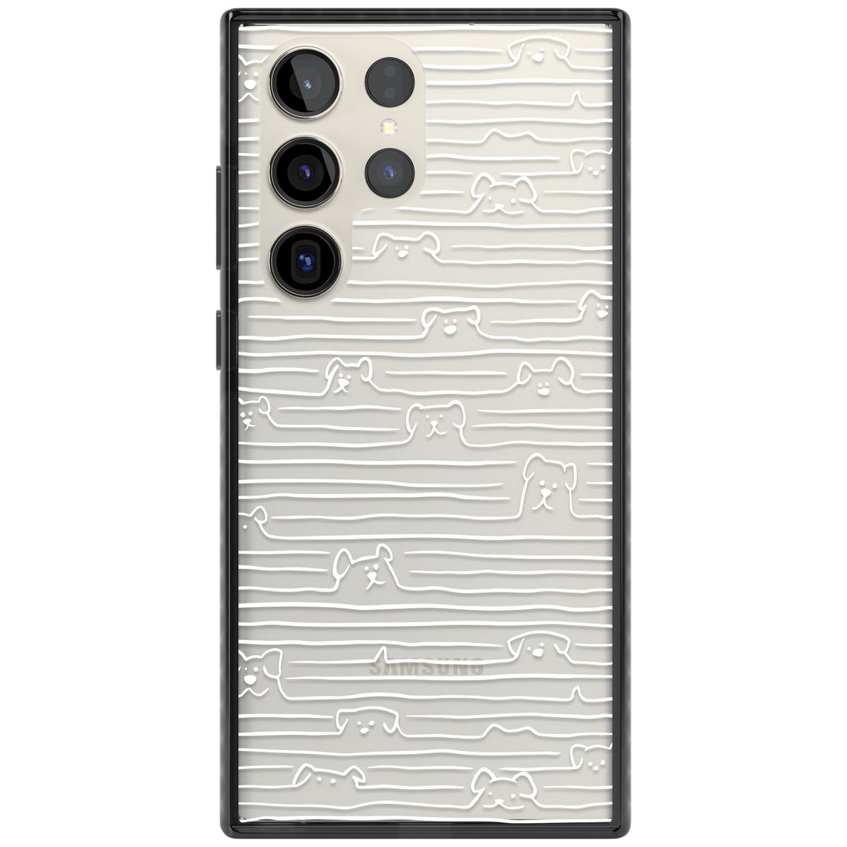 Dog Lines (White) Samsung S22 Ultra / Samsung S23 Ultra / Samsung S24 Ultra Impact Black Phone Case front