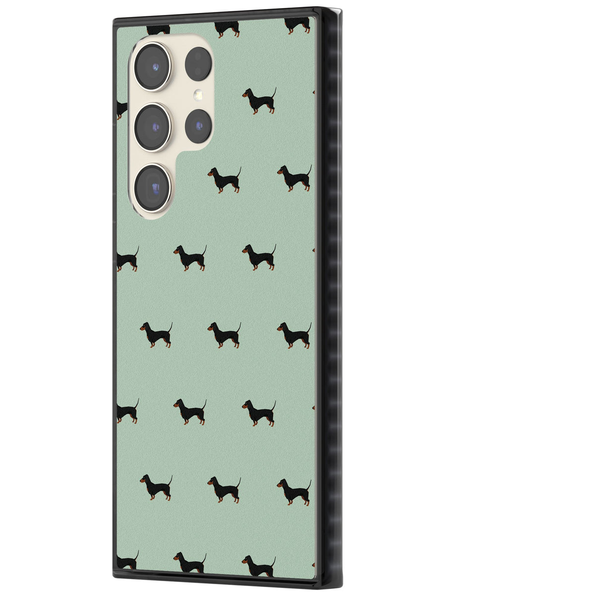 Dachshund Dog Pattern Samsung S22 Ultra / Samsung S23 Ultra / Samsung S24 Ultra Impact Black Phone Case side
