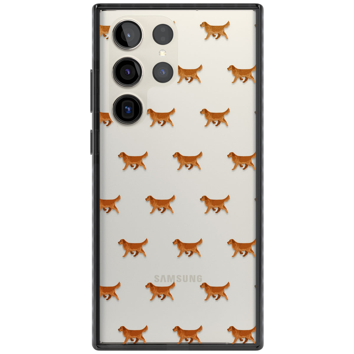 Golden Retriever Dog Pattern Clear Samsung S22 Ultra / Samsung S23 Ultra / Samsung S24 Ultra Impact Black Phone Case front