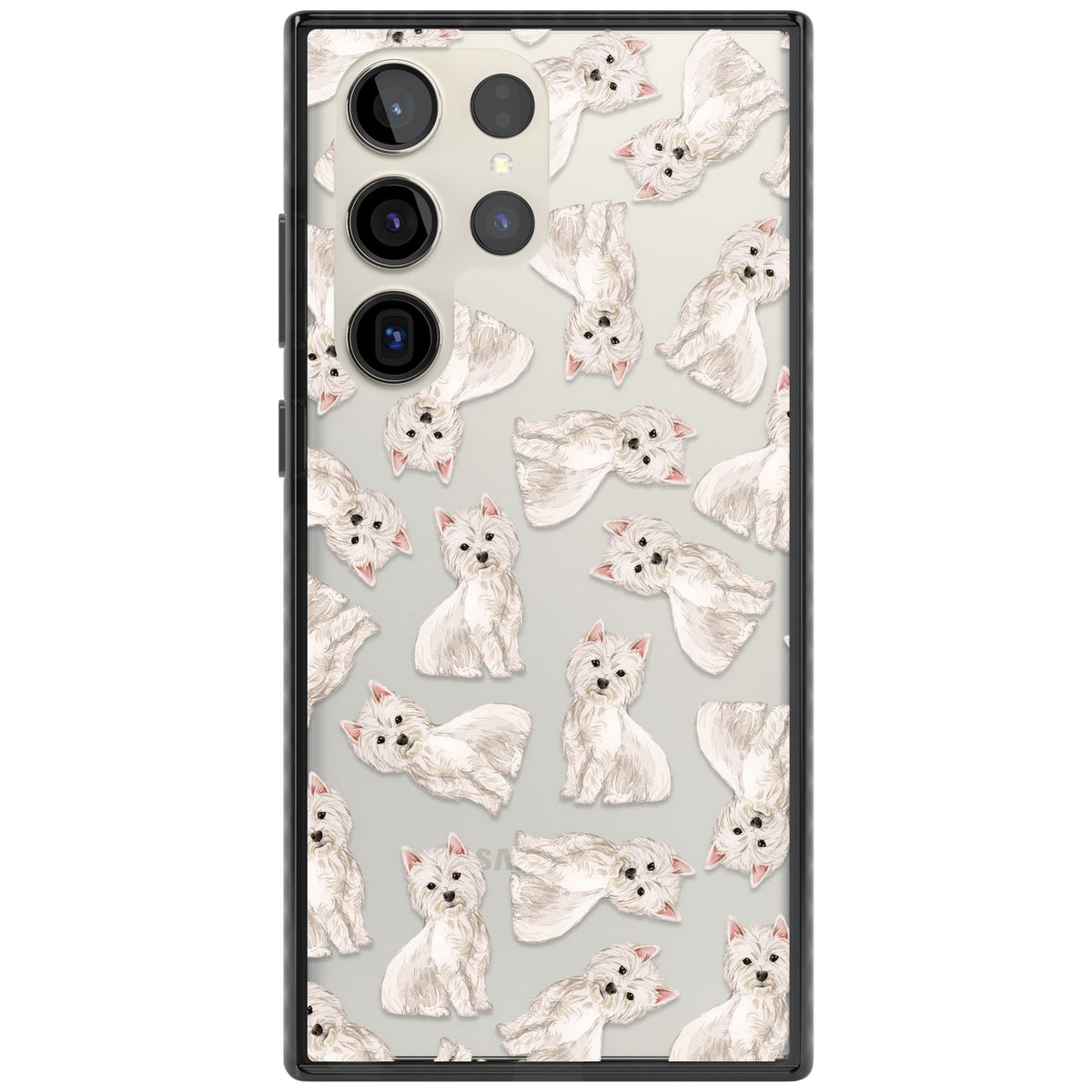 Westie Dog Pattern Samsung S22 Ultra / Samsung S23 Ultra / Samsung S24 Ultra Impact Black Phone Case front