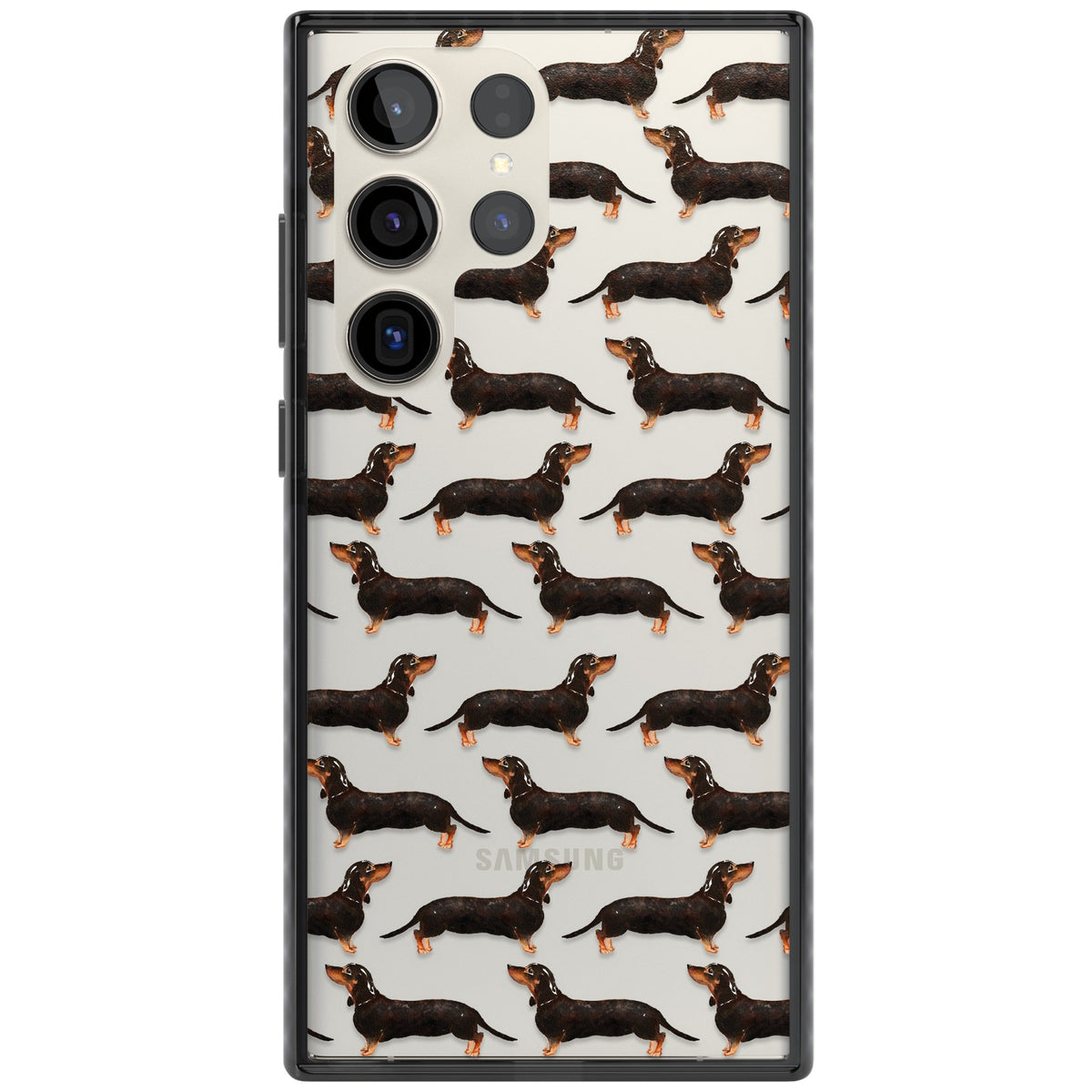 Dachshund Pattern Black Tan Samsung S22 Ultra / Samsung S23 Ultra / Samsung S24 Ultra Impact Black Phone Case front