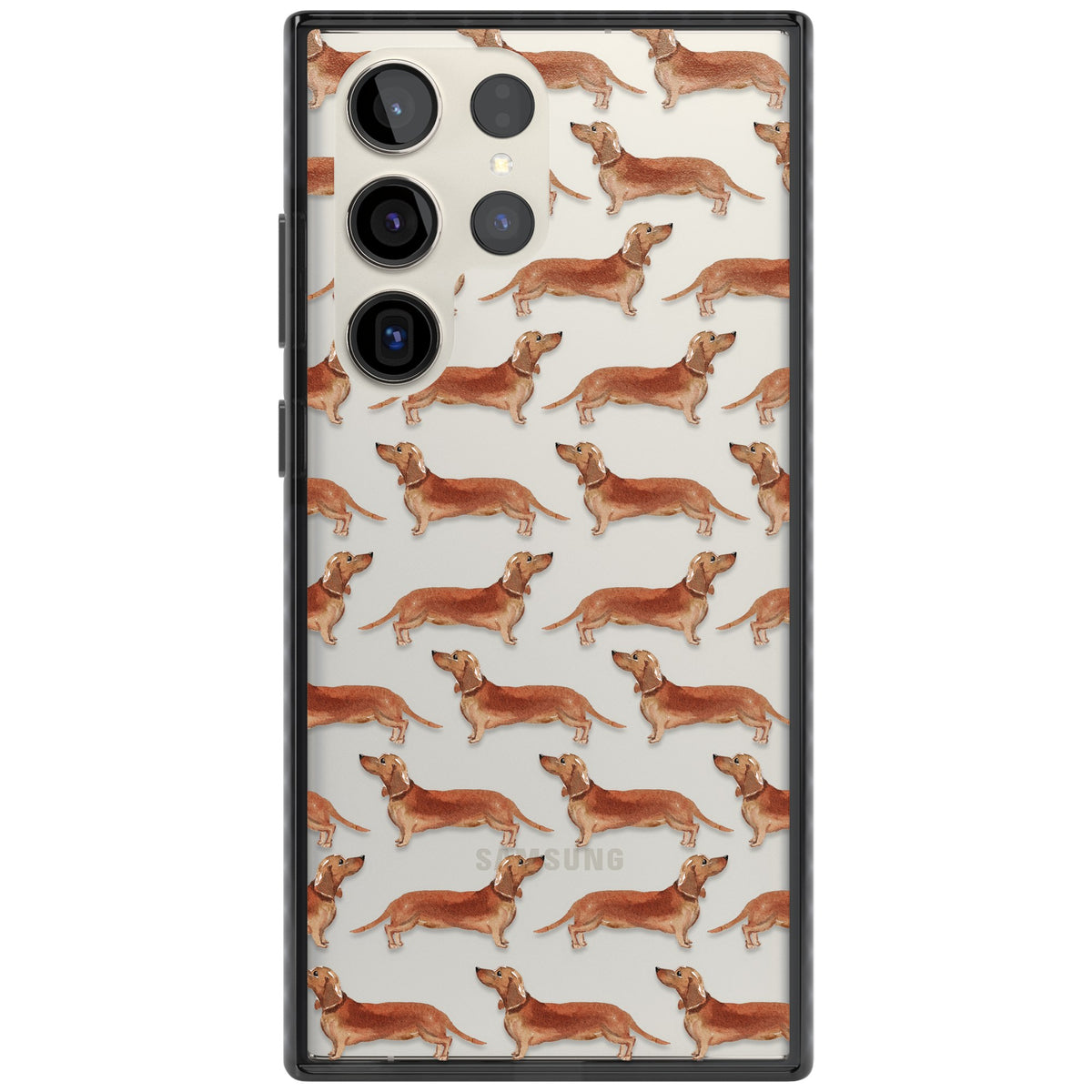Dachshund Watercolor Dog Pattern Samsung S22 Ultra / Samsung S23 Ultra / Samsung S24 Ultra Impact Black Phone Case front