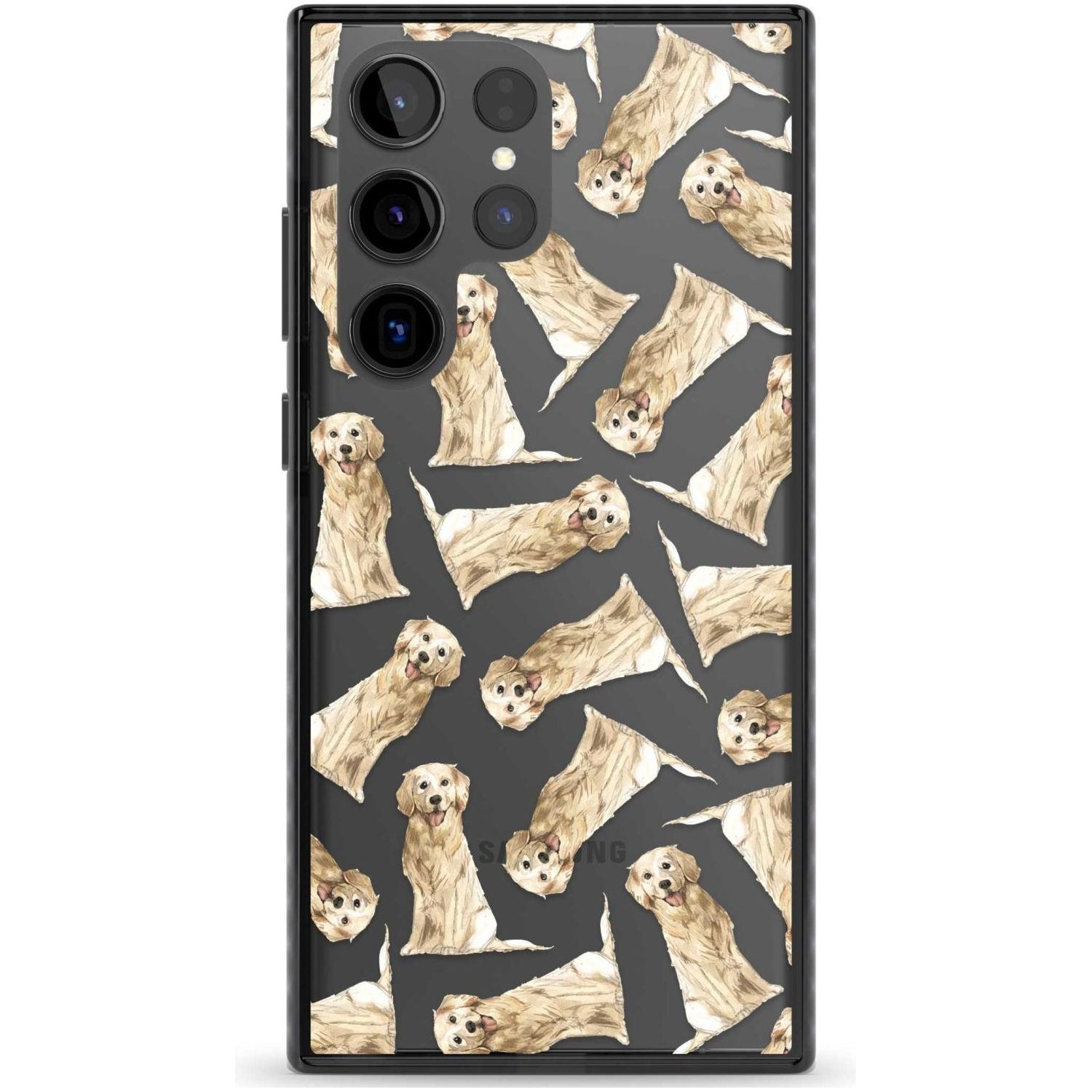 Golden Retriever Watercolour Dog Pattern Phone Case Samsung S22 Ultra / Black Impact Case,Samsung S23 Ultra / Black Impact Case Blanc Space