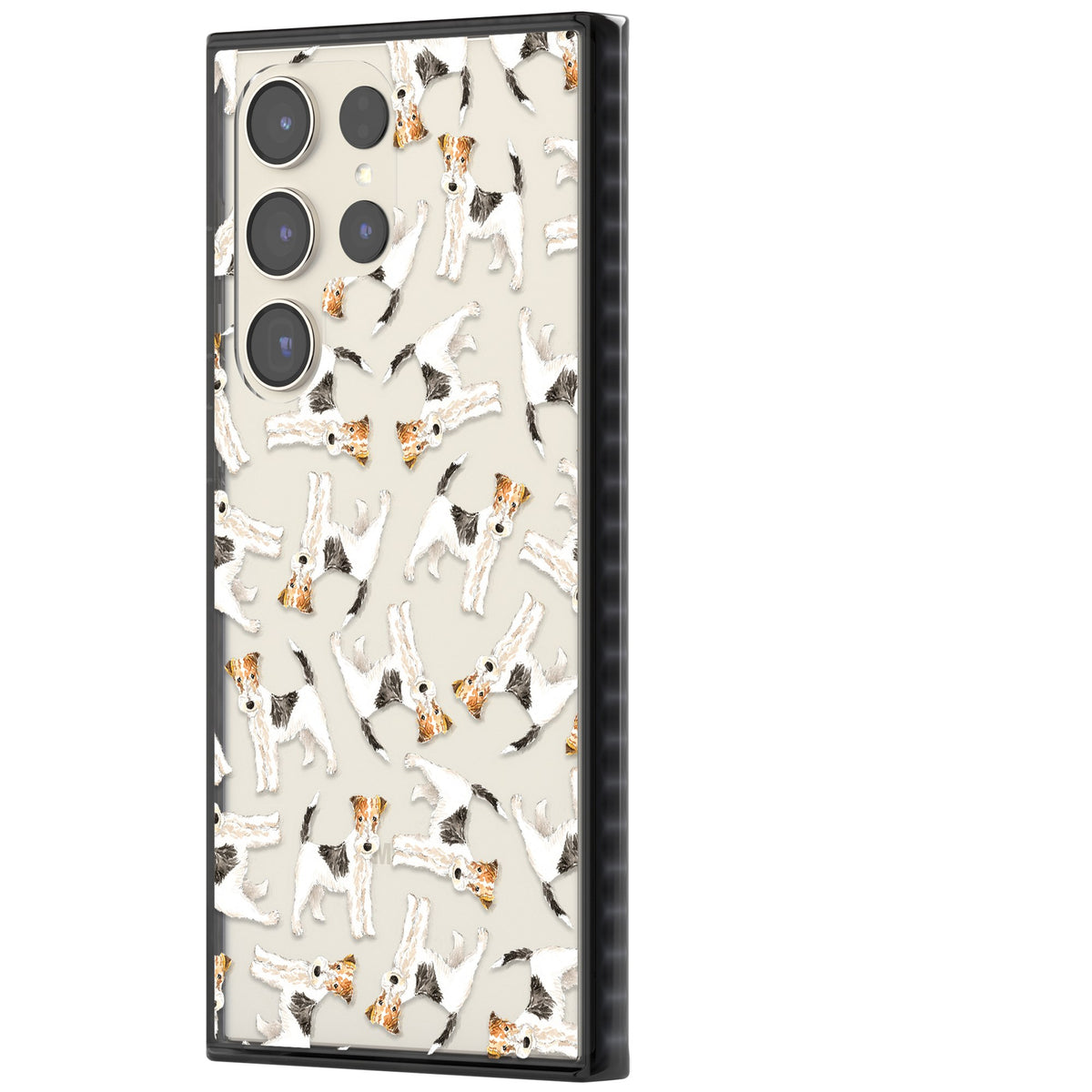 Wire Haired Fox Terrier Dog Pattern Samsung S22 Ultra / Samsung S23 Ultra / Samsung S24 Ultra Impact Black Phone Case side
