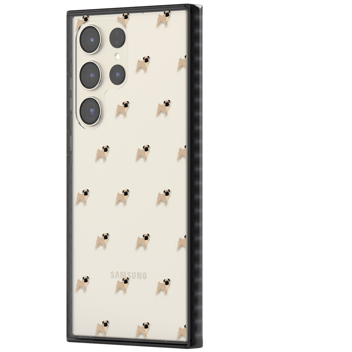 Pug Pattern Samsung S22 Ultra / Samsung S23 Ultra / Samsung S24 Ultra Impact Black Phone Case side