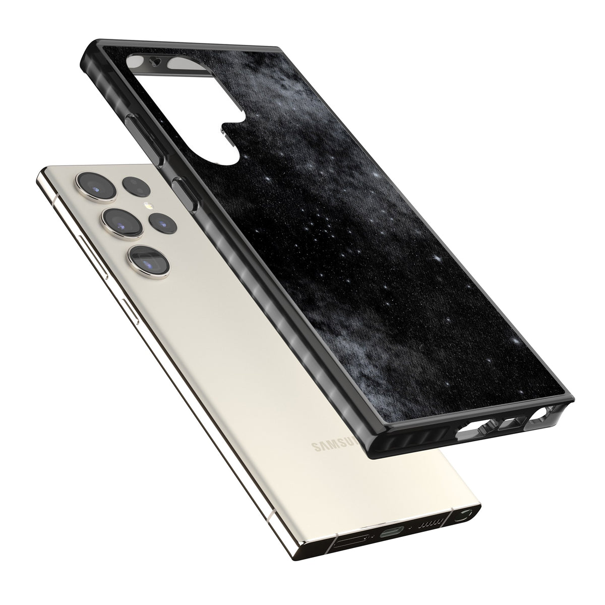 Shimmering Stars Samsung S22 Ultra / Samsung S23 Ultra / Samsung S24 Ultra Impact Black Phone Case angled