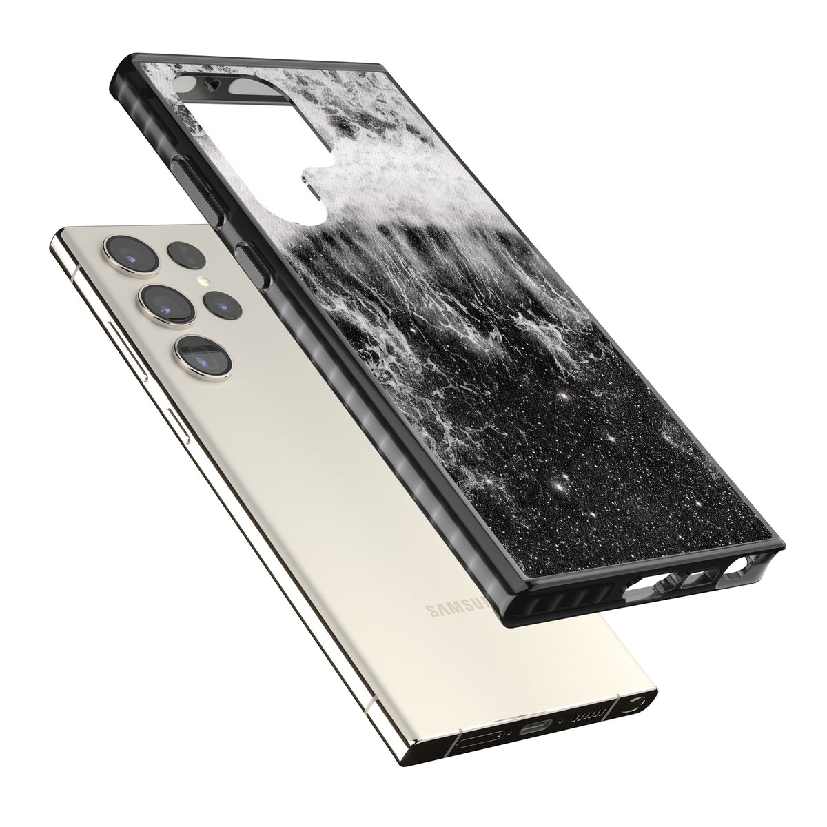 Deep Wave Samsung S22 Ultra / Samsung S23 Ultra / Samsung S24 Ultra Impact Black Phone Case angled
