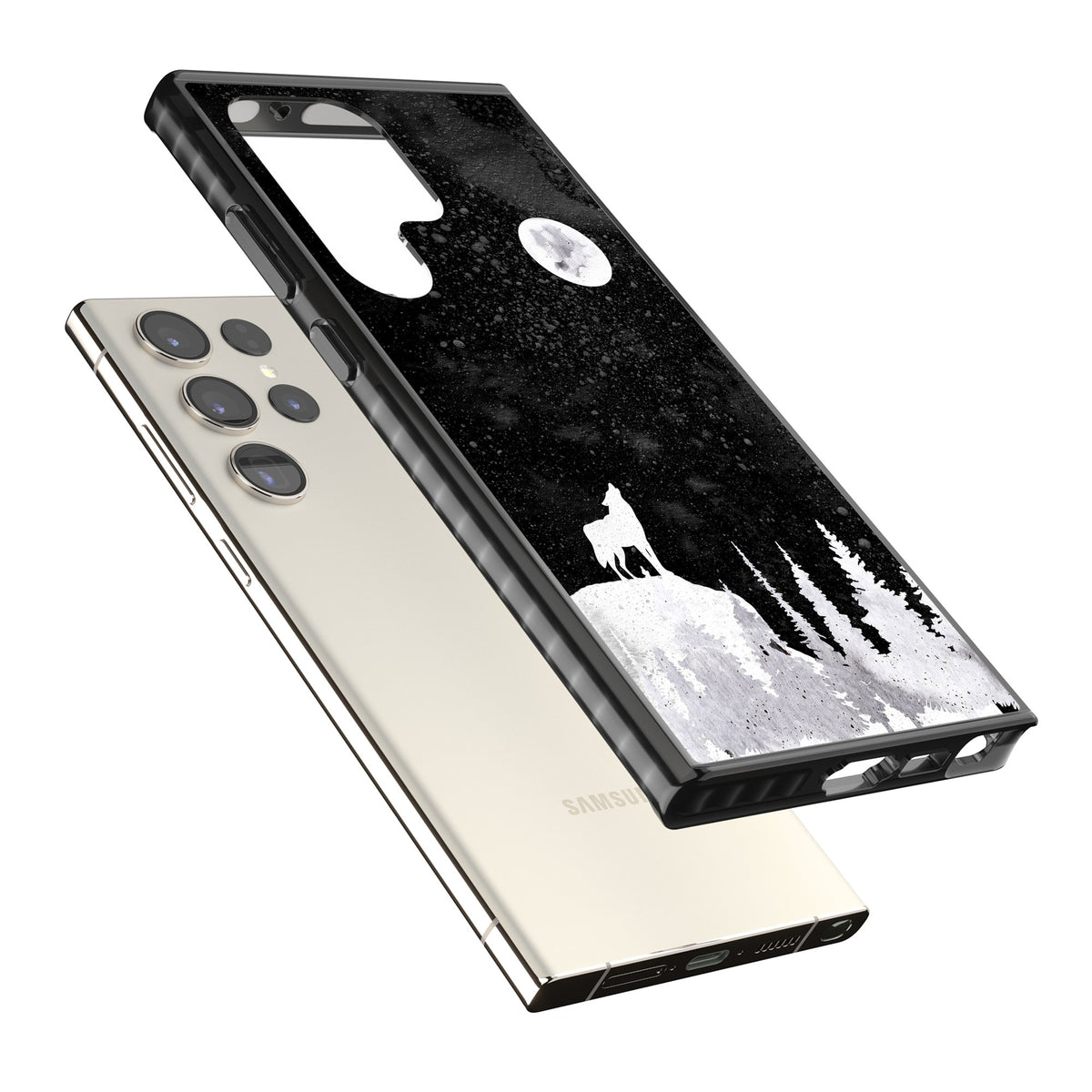Lunar Howl Samsung S22 Ultra / Samsung S23 Ultra / Samsung S24 Ultra Impact Black Phone Case angled