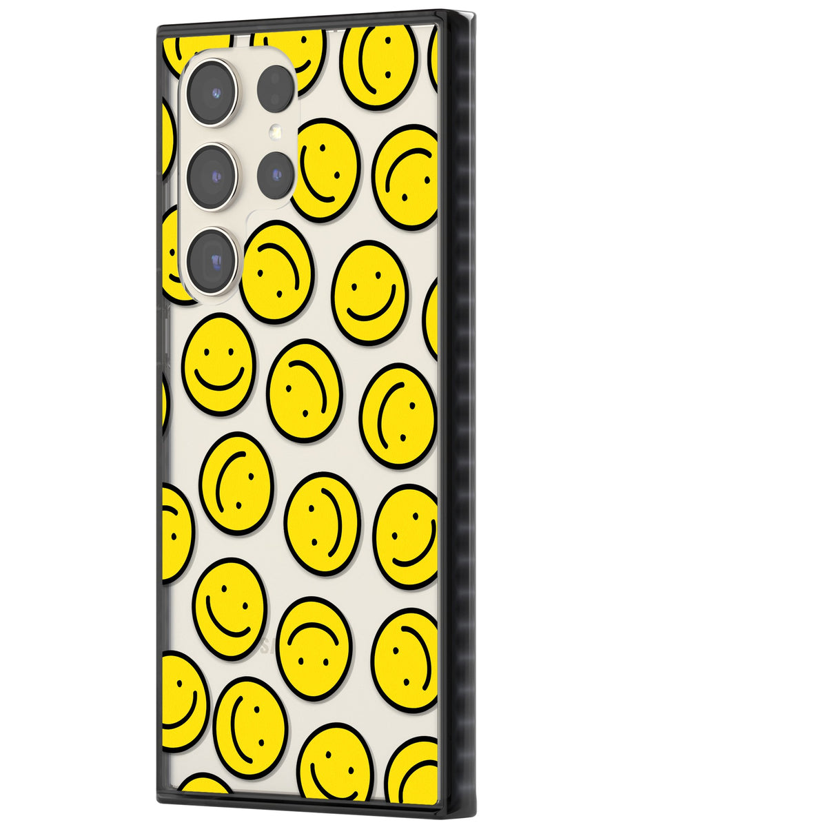 Smiley Face Pattern Samsung S22 Ultra / Samsung S23 Ultra / Samsung S24 Ultra Impact Black Phone Case side