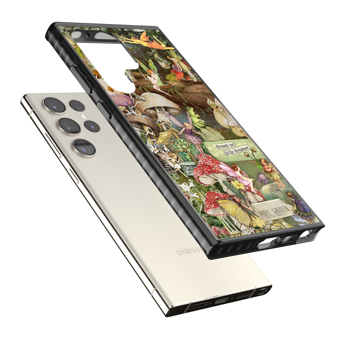Dreamy Garden Samsung S22 Ultra / Samsung S23 Ultra / Samsung S24 Ultra Impact Black Phone Case angled