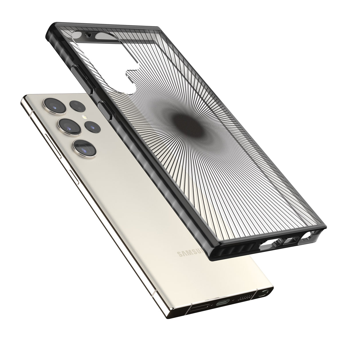 Linear Sunburst Samsung S22 Ultra / Samsung S23 Ultra / Samsung S24 Ultra Impact Black Phone Case angled