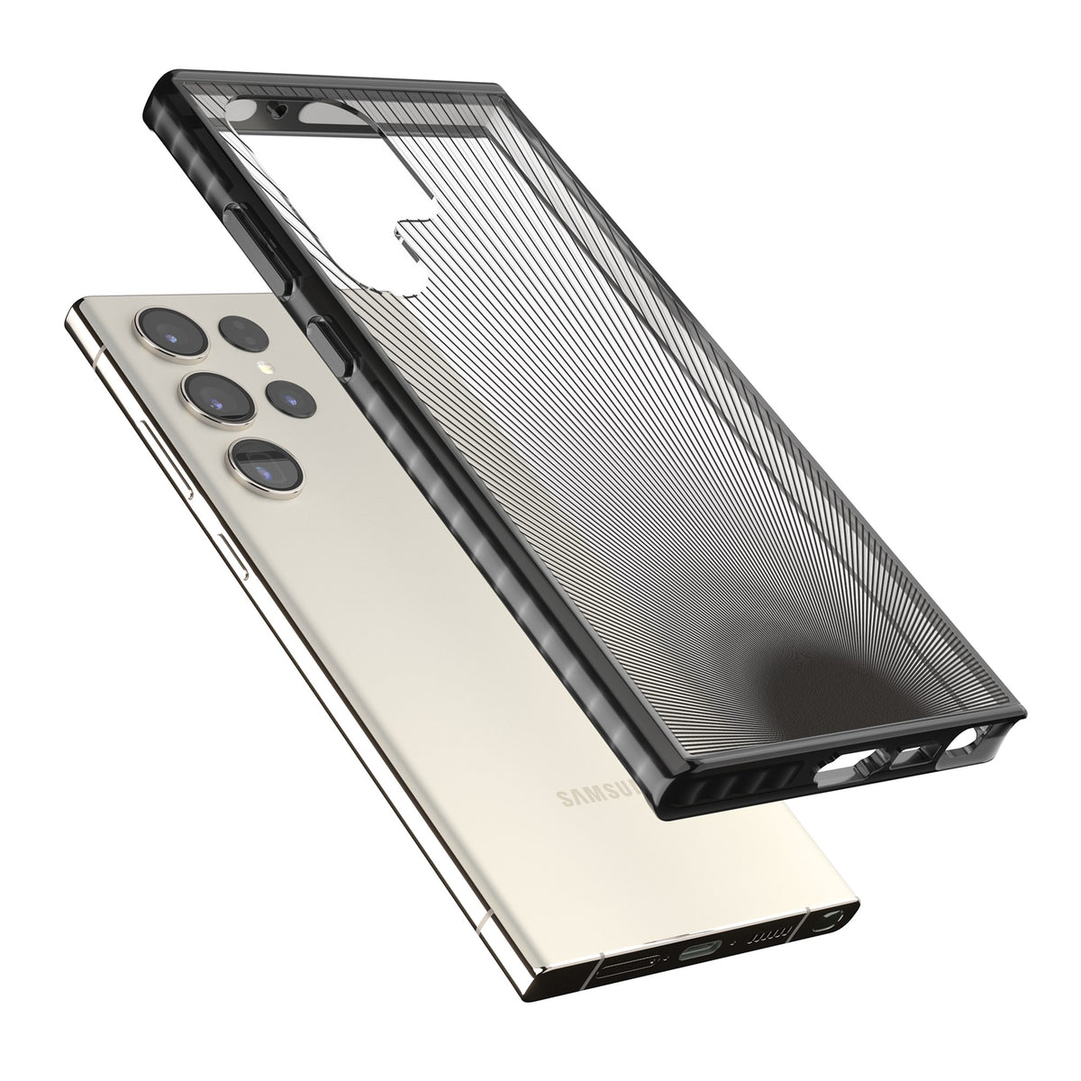 Linear Horizon Samsung S22 Ultra / Samsung S23 Ultra / Samsung S24 Ultra Impact Black Phone Case angled